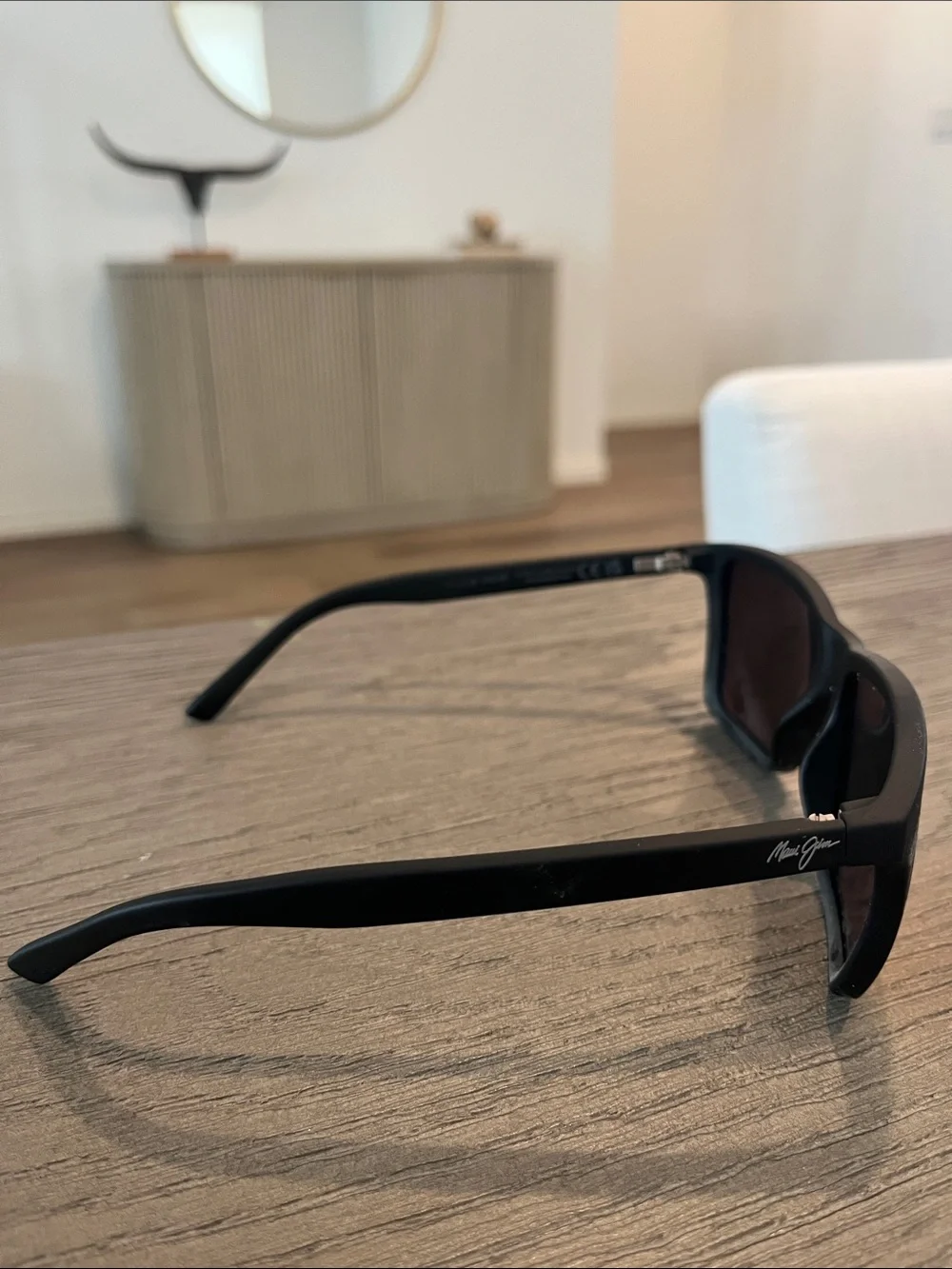 Maui Jim Men’s Polarized Sunglasses - Black Frame with Orange-Red Lenses